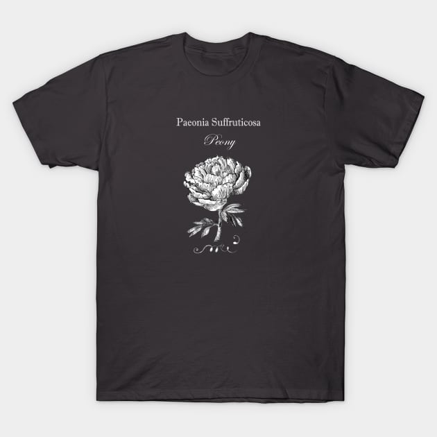 Peony Flower - Botanical illustration with Latin Name. T-Shirt by FanitsaArt